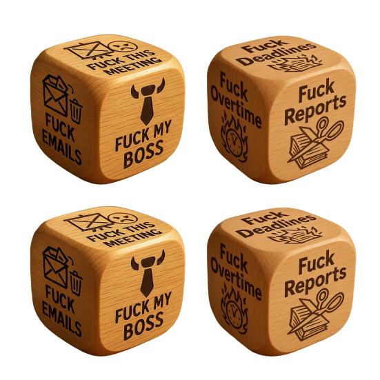 Bold And Funny Work Dice Wooden Office Stress Relief Dice Six Savage Sayings Cheeky Desk Accessory Gag Gifts for Coworkers