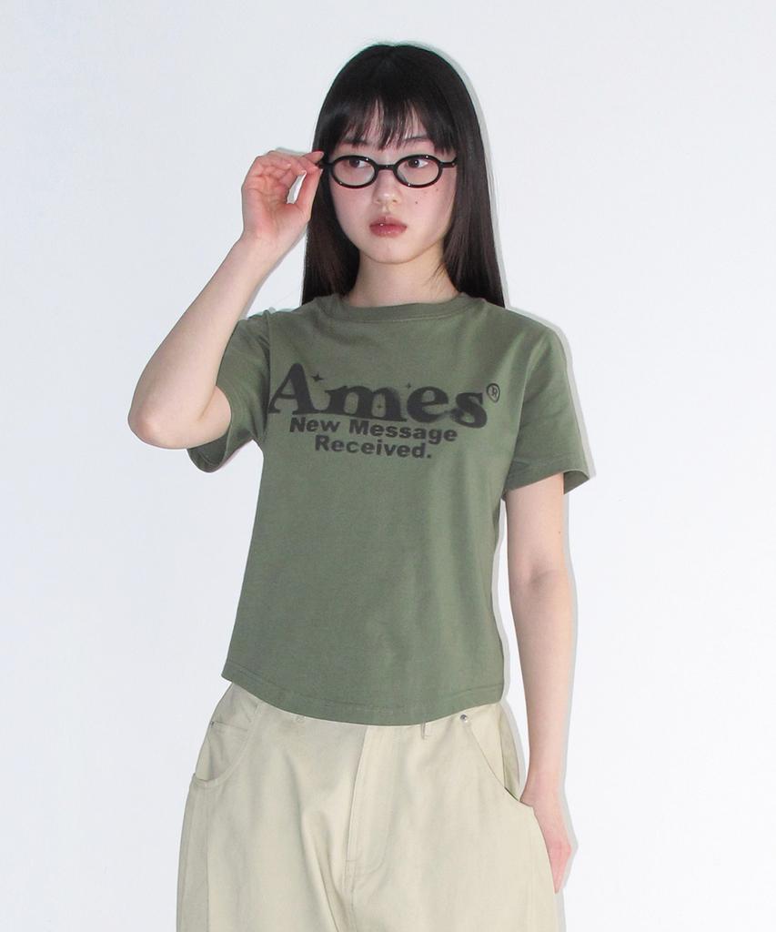 AMES-WORLDWIDE Укороченная футболка с округлым низом Хаки