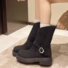 Ботильоны женские на платформе, туфли на каблуках, дизайнерские замшевые туфли на толстом каблуке, тренд 2024 года, готические туфли на среднем каблуке, модные туфли «Челси»