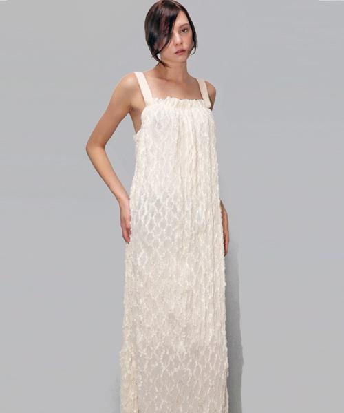Demi Gnimonic Pleats Pearl Sleeveless Ivory Dress_ Pleats Pearl Iv Dress