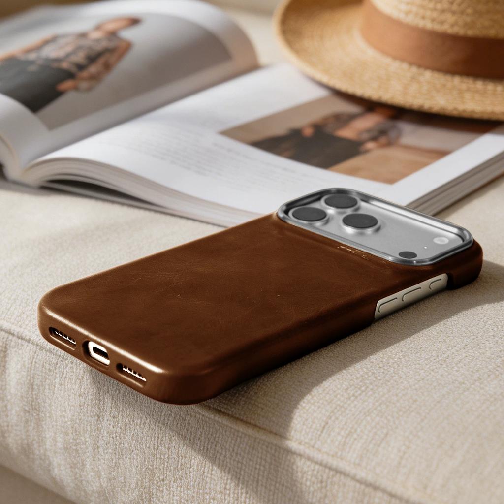Genuine Waxed Oil Leather Phone Case for iPhone 17 Pro Max Premium Business Slim Full Wrap Magnetic Shockproof Cover for 16 Pro 15 14 13