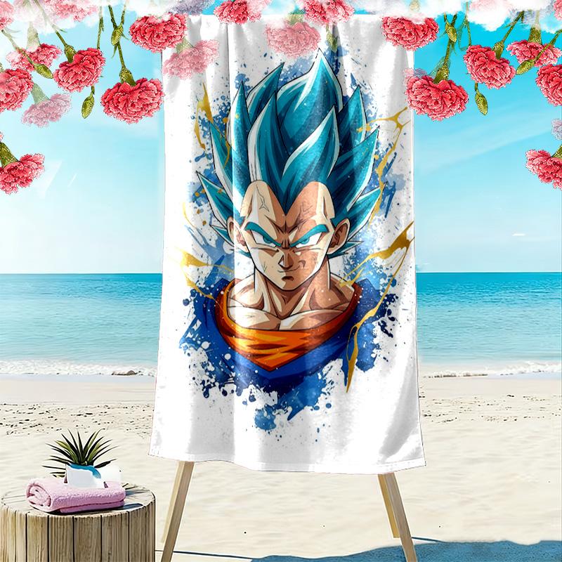 Son Goku Print Beach Towel, Large Soft Quick Dry Towel for Beach Camping Swimming