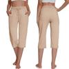 Women's Casual Solid Color Pocket Straight Leg Sports Capris Loose Cropped Pants