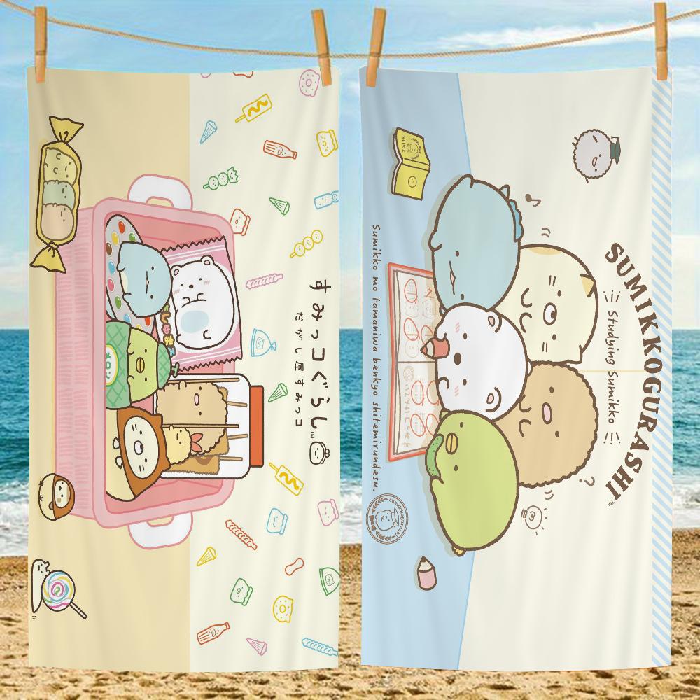 Полотенце для пляжа Sumikko Gurashi Мультяшное Милое Летнее Большое для Детей Ванной Бассейна Пляжное Полотенце Микрофибра Впитывающее для Плавания Путешествий