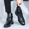 Новый бренд в британском стиле Мужские ботинки с пряжкой Удобные ботинки на высоком голенище с острым носком Осенняя мода Универсальные мужские классические деловые короткие ботинки