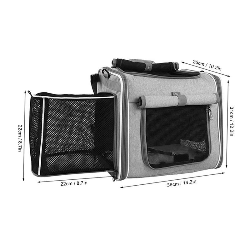 Soft Sided Pet Carrier Backpack Mesh Ventilation Multi Opening Dog Bike Basket Expandable Space Foldable Structure