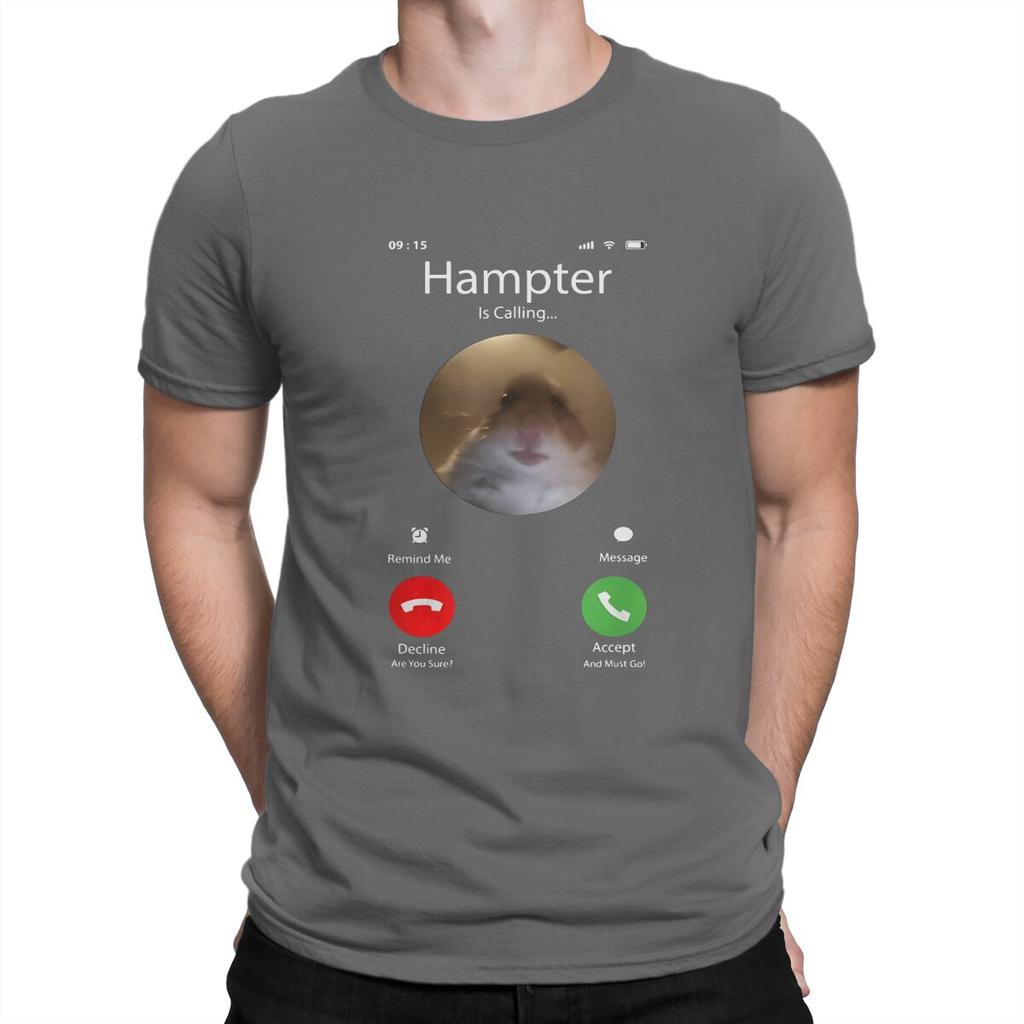 Man TShirt Dank Meme Hamster Staring Front Camera Hampter Calling Individuality T Shirt Graphic Streetwear New Trend
