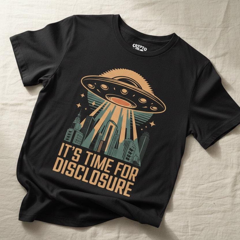 Alien Shirt UFO T-shirt Its Time for Disclosure Enthusiast T-Shirt Extraterrestrial Graphic Tee Gift for UFO Fans Space and Alien Apparel