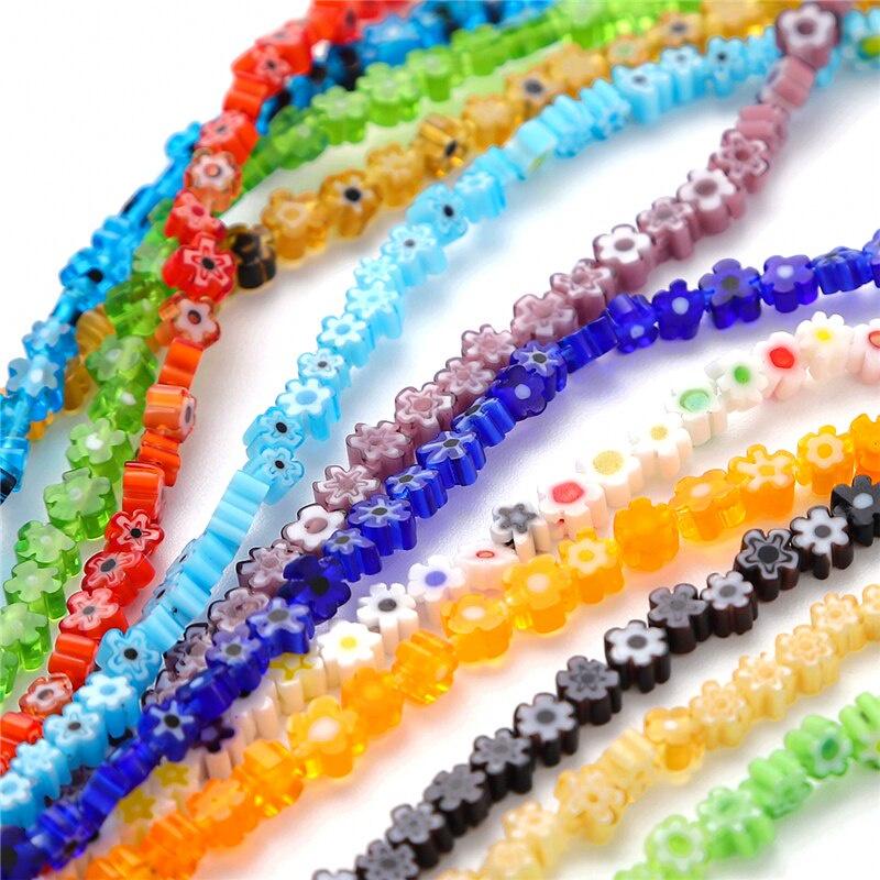 45шт лэмпворк бусины разноцветные стеклянные бусины с цветочным узором для изготовления ювелирных изделий