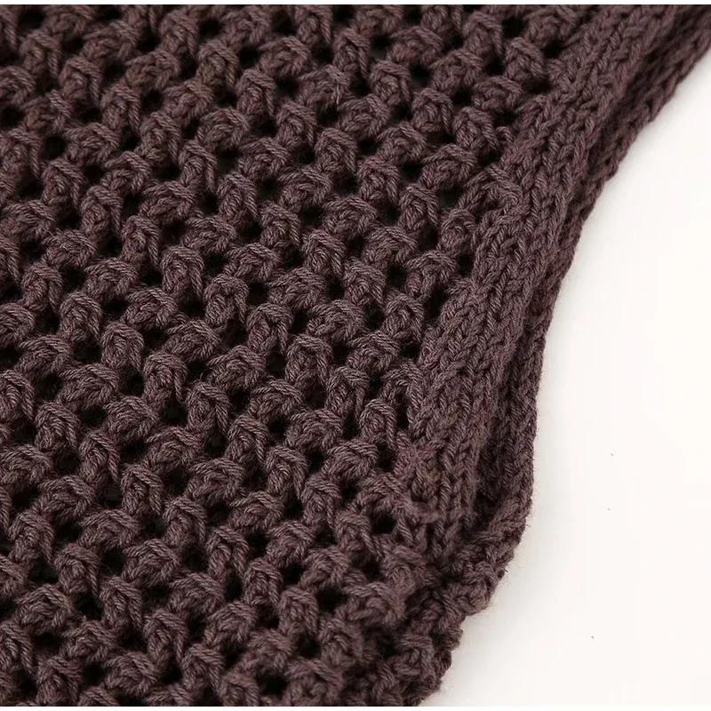 Knit Hollow Out Vest Skirts Set Women Sleeveless O-neck Blouses High Waist Slim Skirt Suits Female Fashion Lady Suit