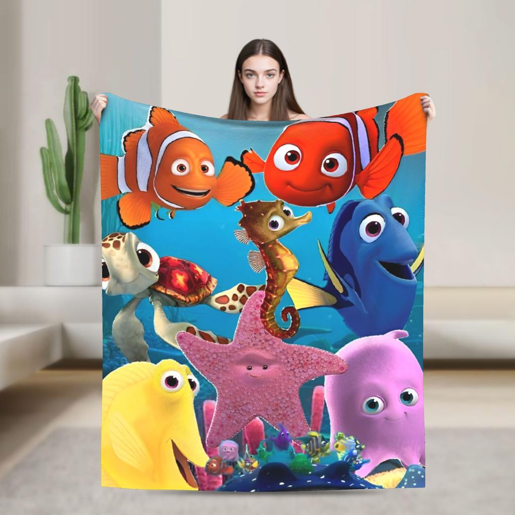 Мягкое одеяло Пикник В поисках Немо Мультфильм Мир моря Плед Фланелевое покрывало Для декора дома Узор Чехол на диван-кровать