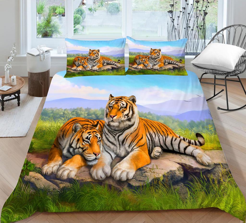 Пододеяльник с 3D рисунком тигра, домашний комплект постельного белья, AU, полноразмерный одинарный/двойной домашний декор