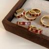 Red Drop Glaze Four-leaf Clover Ring Women's Retro Niche Design Leaf Ring Opening Adjustable Index Finger Ring