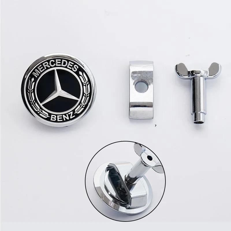 KSCO4 45mm Car Front Emblem Badge Modified Bonnet Chrome Hood Cover for Mercedes Benz AMG W203 W204 C E S Class W210 W211 W220
