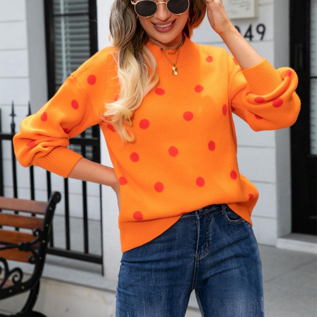 Осень/зима 2023, женский свитер, пуловер в горошек, свитер большого размера