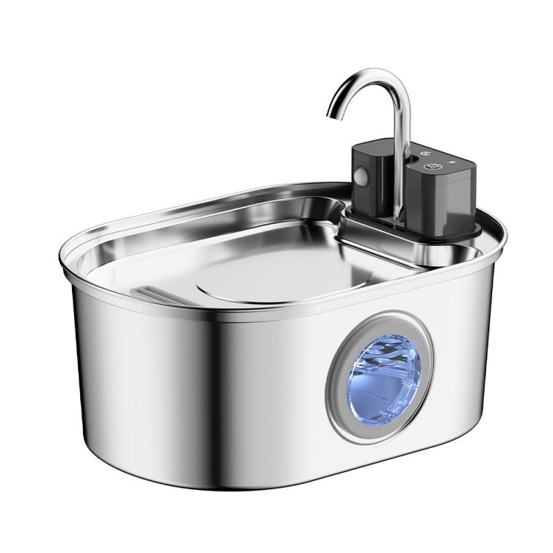 Cordless Rechargeable Pet Drinking Fountain 4L Stainless Steel Automatic Water Bowl Dispenser for Cat Dog Home
