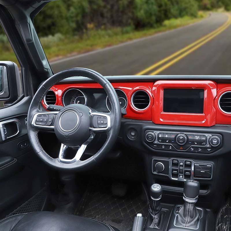 Center Console Panel  Navigation Decoration Cover Sticker For Jeep Wrangler JL For JT Gladiator 2018 Up Car Interior Accessoriess