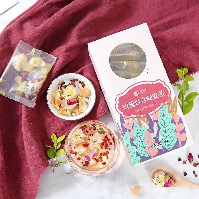 Чай «Спокойной ночи» с розой и лилией Комбинация финиковой пальмы и хризантемы Чай для сна Цветочный чай
