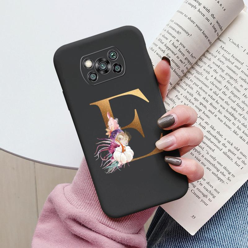 Чехол-буклет для Poco X3 NFC PocoX3 Pro Задняя крышка Ретро Цветы Розовый Черный Мягкий ТПУ Чехол с инициалами Для Xiaomi Poco X 3 Pro