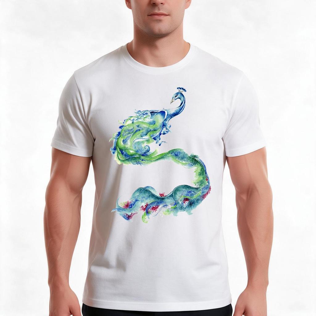 Peacock Spirit Tshirt Summer Casual Cotton Tee Oversized Streetwear Tops Vintage Graphic Print Loose Fit Short Sleeve