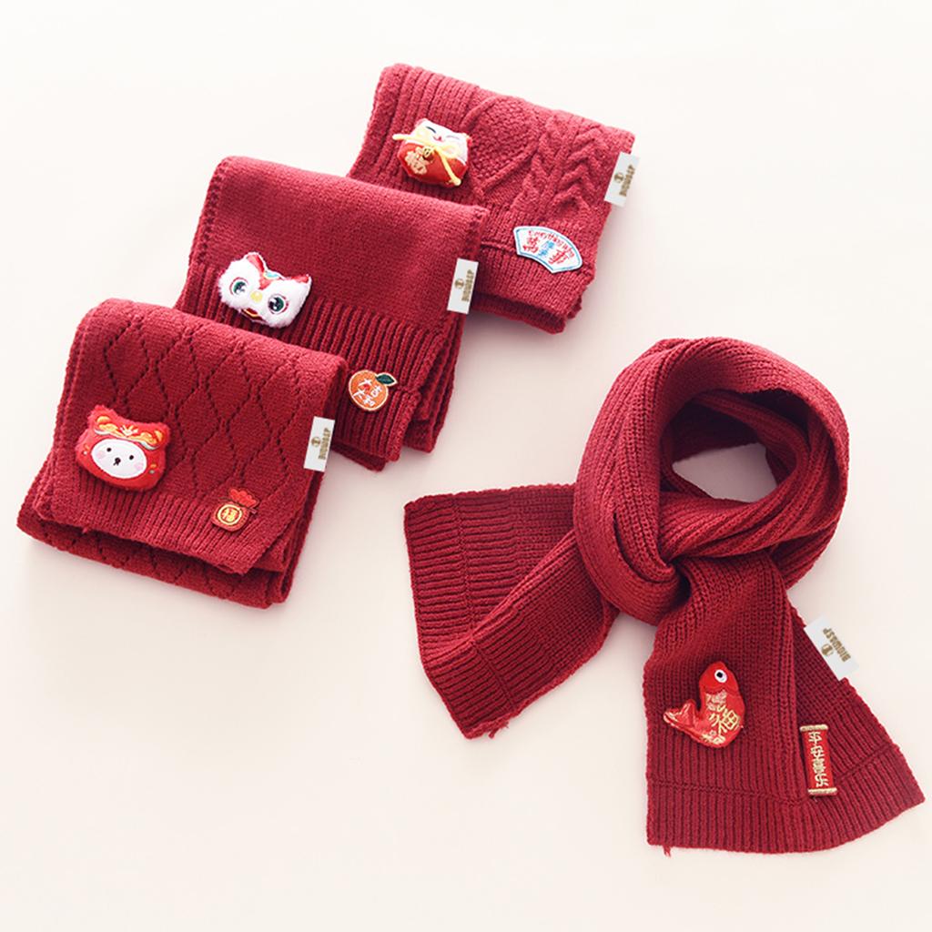 Children's scarves for winter, boys and girls, festive New Year dolls, cute big red warm scarves, fashionable gifts for gifting