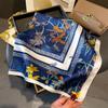 Fashion Floral Print Shawl Square Scarf for Women Satin Neckerchief Female Hair Bands Ribbon Headband Bandana 70X70CM