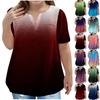 Children's Plus-size T-shirt Gradient Casual Fashion V-neck Short-sleeved Pocket Top