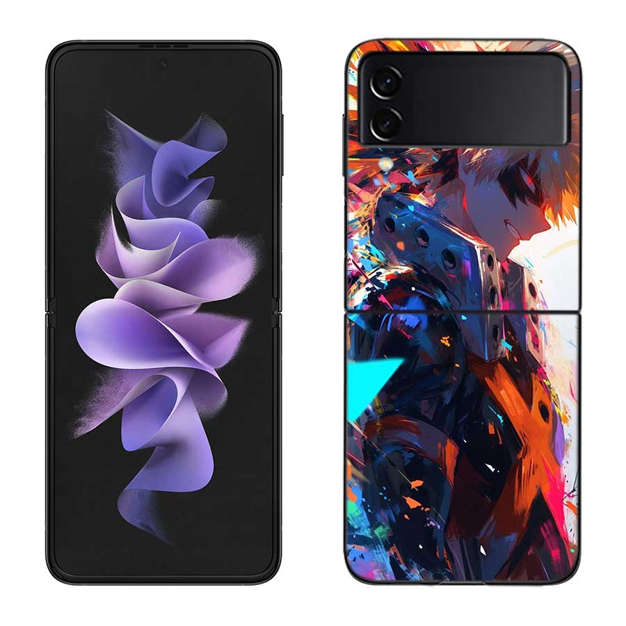 Чехол для телефона My Hero Bakugou Katsuki для Samsung Z Flip 7 6 5G Galaxy Z Flip 5 4 3 Черный Жесткий Чехол Роскошный ПК Корпус Coque