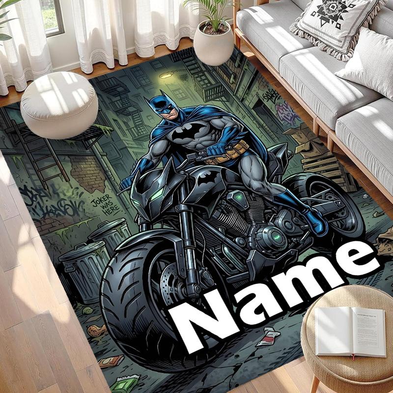 Custom Name Personalized Batman Print Carpet, Versatile Home Decor Rug, for Playroom, Apartment, Balcony, Entryway, Hallway Gift