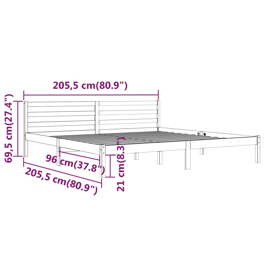 Solid Wood Bed Pine 200 x 200 cm White