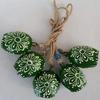 Green Hand Painted Festive Decor Cow Bells Set of 5 with Jute Ropes