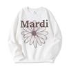 Womens Oversized Round Neck Daisy Print Sweatshirt Korean Style Winter Casual Top