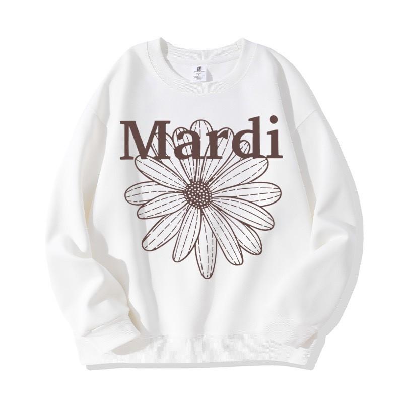 Womens Oversized Round Neck Daisy Print Sweatshirt Korean Style Winter Casual Top