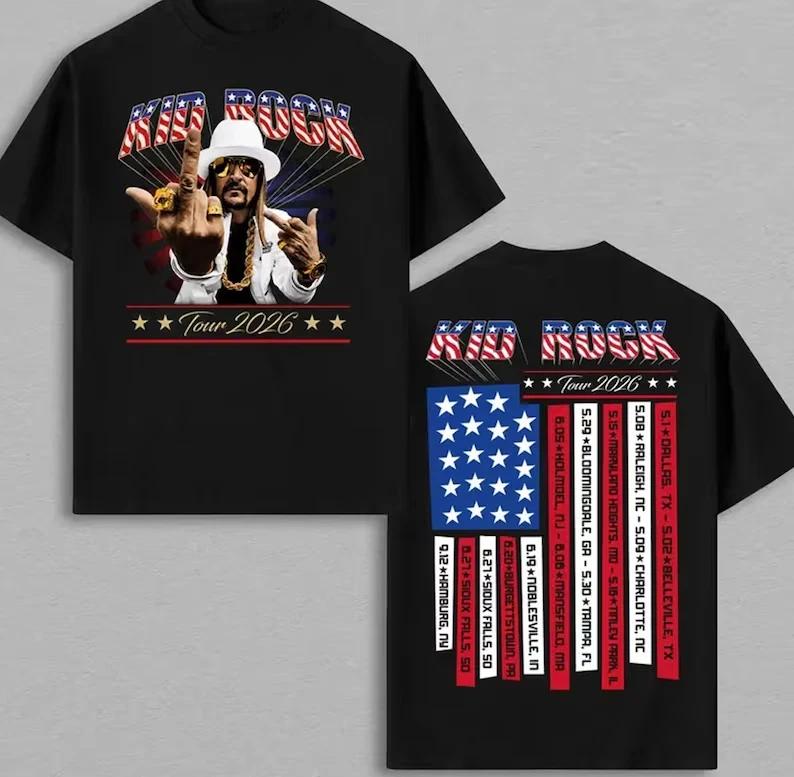 Футболка Kid Rock 2026 Freedom 250 Tour, Фан-мерч, Футболка Унисекс