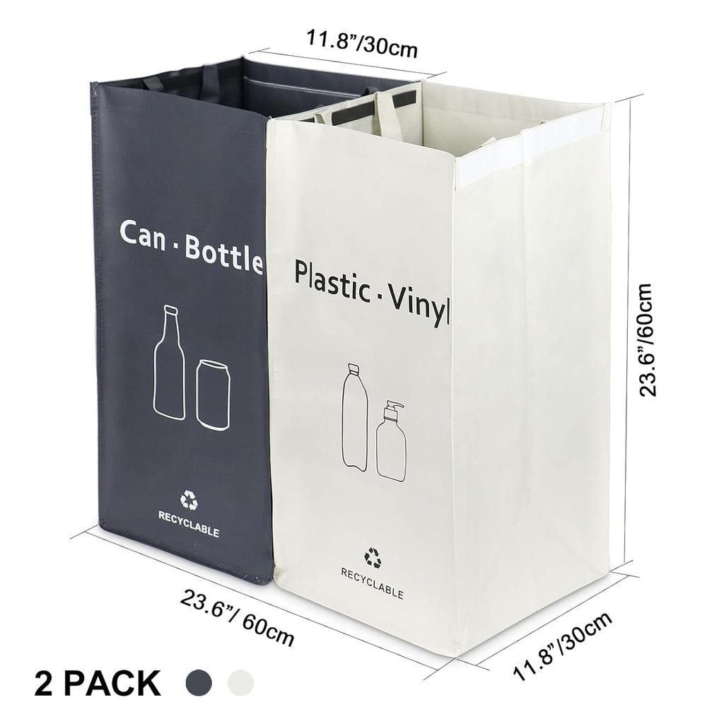 Recycling Bin, Separate Large Recycle B for Kitchen - Indoor Home Trash Bin, Recyclable Waste Trash Sorting Organizer, Durable, Washable, Affordable