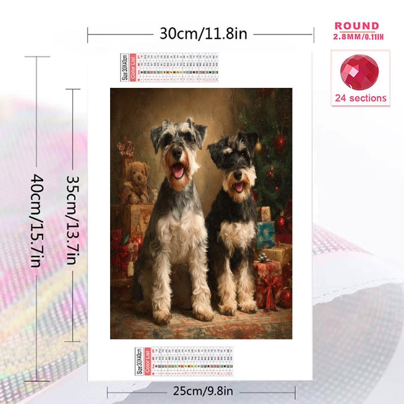 Schnauzer Pattern  3pcs 100% Round Full Drill 5D DIY Diamond Painting Embroidery Cross Stitch Rhinestone Décor