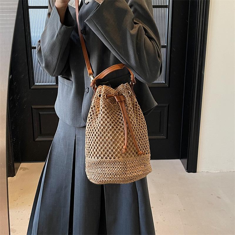 Vintage Summer Women Hand-Woven Rattan Straw Beach Wicker Crossbody Bags Female Handbag Purse Clutch Shopping Bags