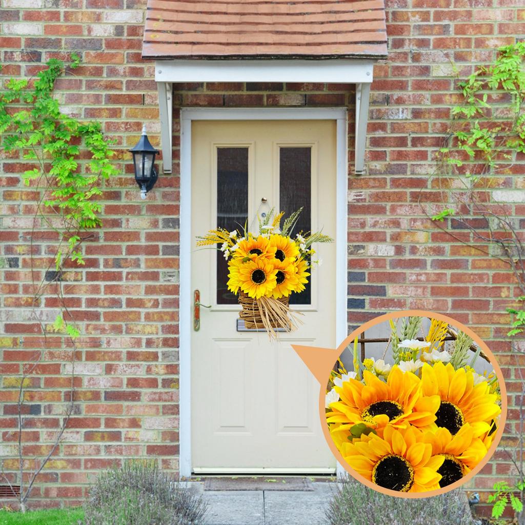 Венок с буквами подсолнуха, украшение для дверной подвески, праздничный реквизит, подвесная оконная настенная подвеска