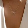 Women's Dainty Rhinestone Bow Necklace - Minimalist Sparkling Crystal Bowknot Pendant Necklace, Cute Affordable Fashion Jewelry for Daily Style & Gift