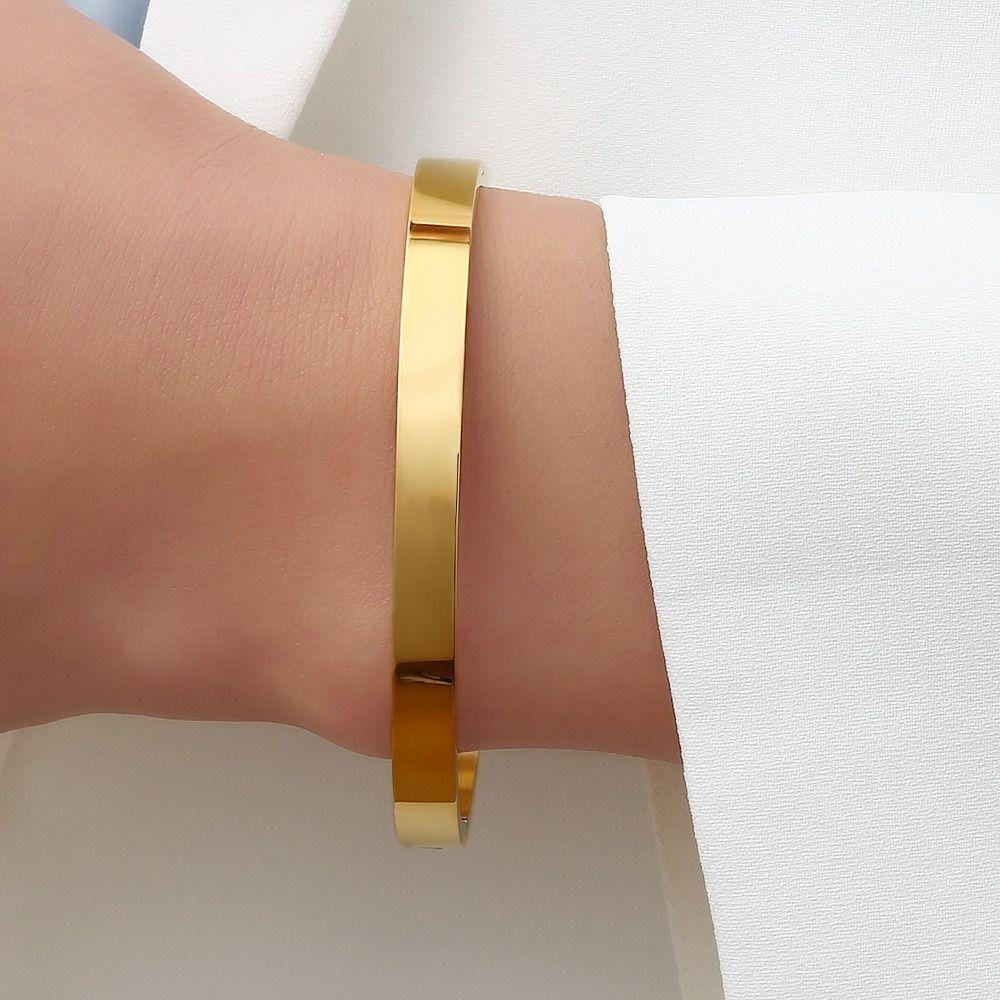 Steel Decoration Minority Design Women Bracelets Couple Bangles Cuff Bangles Simple Pulseras