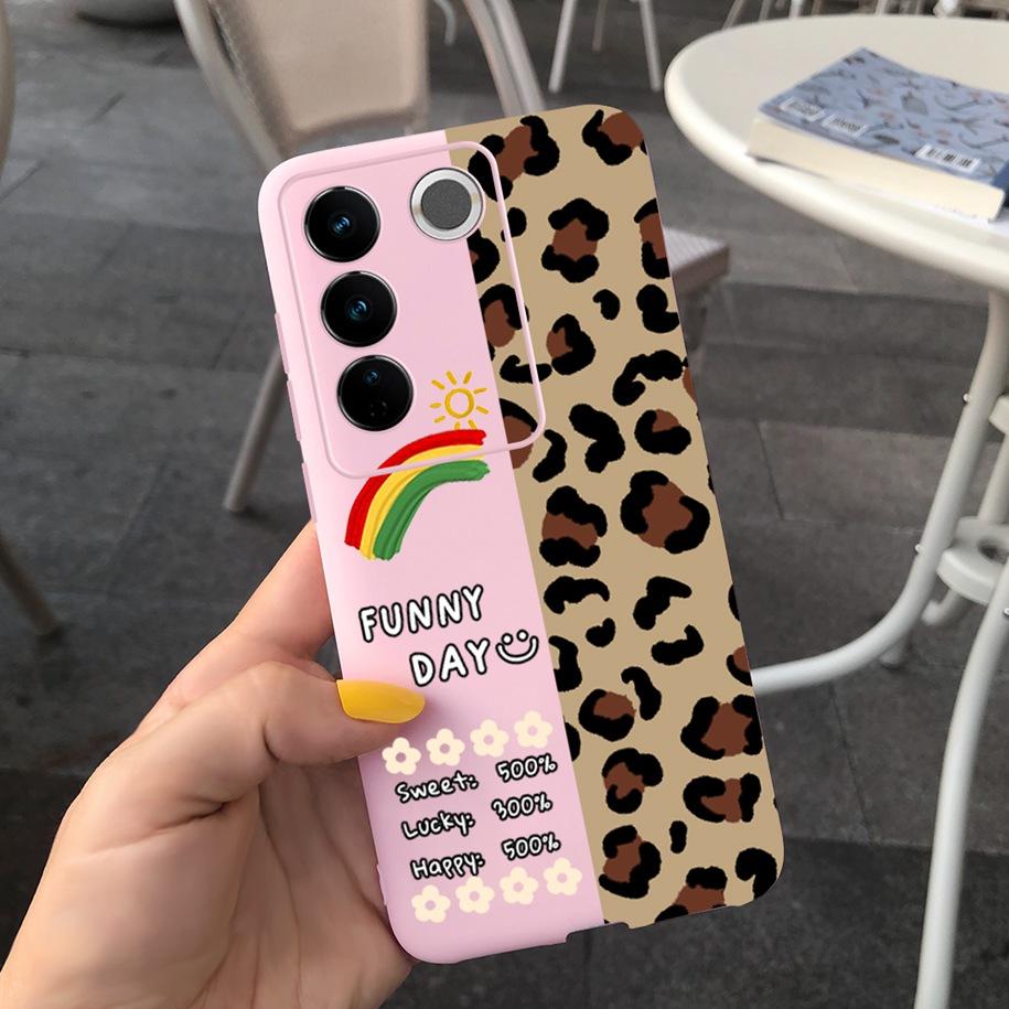 Чехол для Vivo V27 Pro Задняя крышка для Vivo V27e Модный чехол-фунда конфетного цвета с рисунком для Vivo V27 5G V 27e V27Pro V2237 V2230 Мягкий чехол