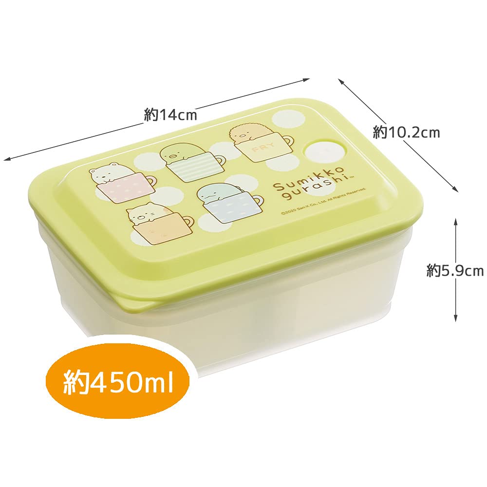 Skater Bento 450ml Integrated Air Single Sumikko Gurashi Design Box, Antibacterial, Fluffy, Capacity, Gasket, Valve, Tier, (PAS5AG-A)