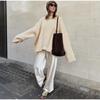 Oversize Knit Pullover Women Casual Lazy Round Neck Kink Solid Sweater Female Loose Sleeves Knitwear Lady