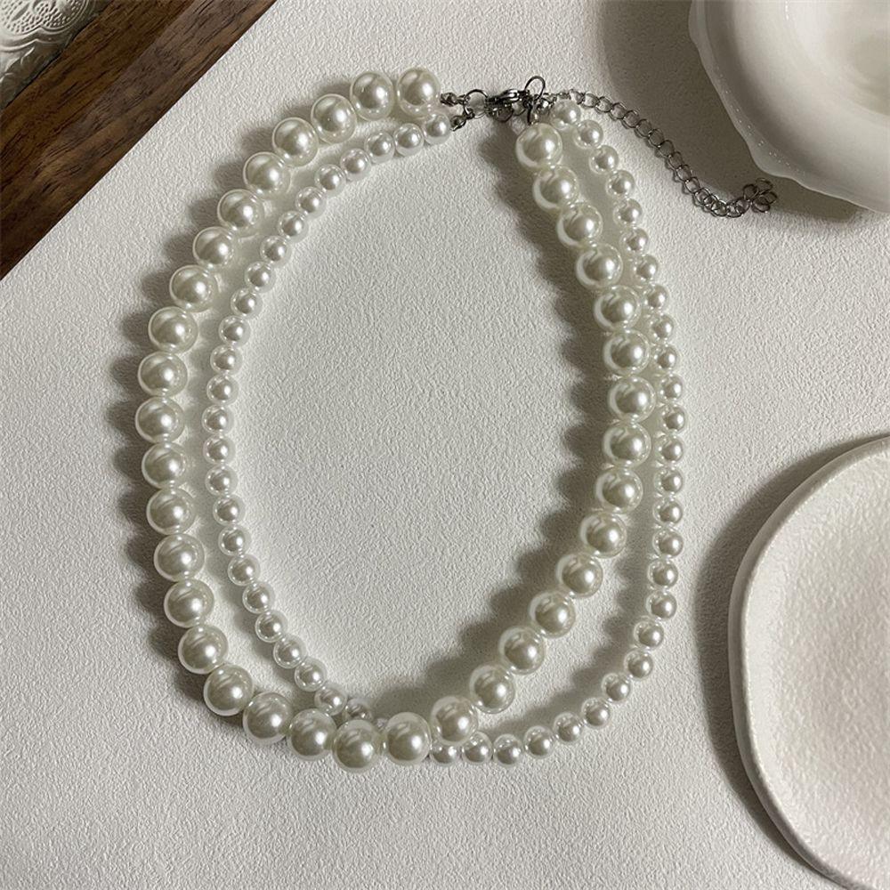 Party Gift Double Layer For Girls Women Necklace Korean Neck Jewelry Clavicle Chain Choker Pearl