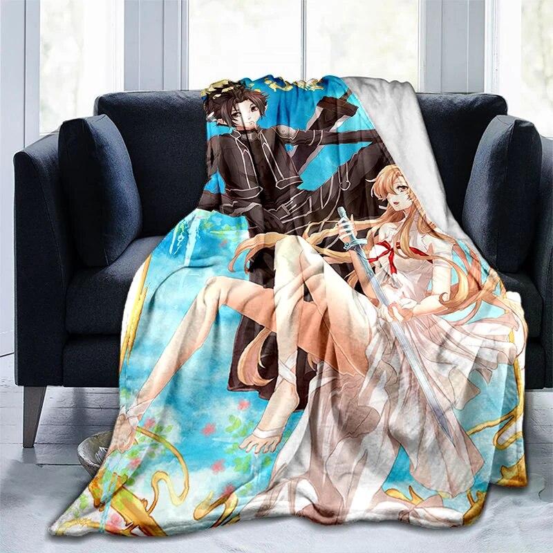 Популярное аниме SAO Sword Art Online, аниме, современное одеяло Gedruckt Bettdecke Geschenk, фланелевые мягкие плюшевые одеяла для дивана-кровати