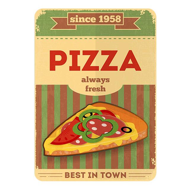 Вывеска для пиццы в стиле ретро, ​​металлическая жестяная пластина, картина, винтажное металлическое украшение на стену для пиццерии, ресторана, столовой, настенное художественное постер, доска