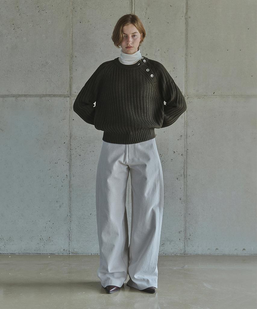 IHR Side Tuck Cotton Pants / Light Gray