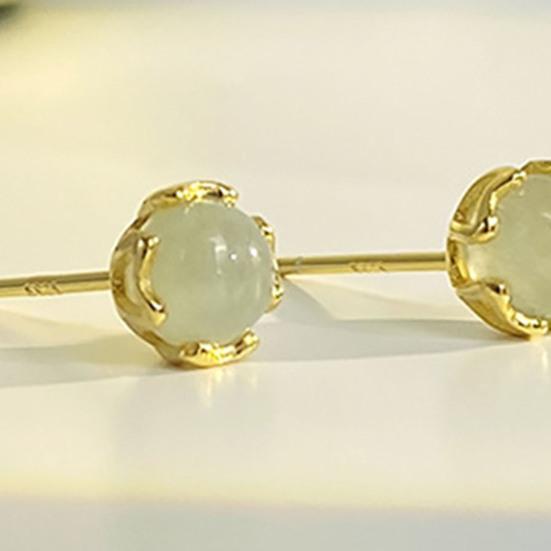 1 пара шпилек для ушей, блестящая имитация нефрита, инкрустация, украшение для ушей, ювелирные изделия, шпильки для пирсинга