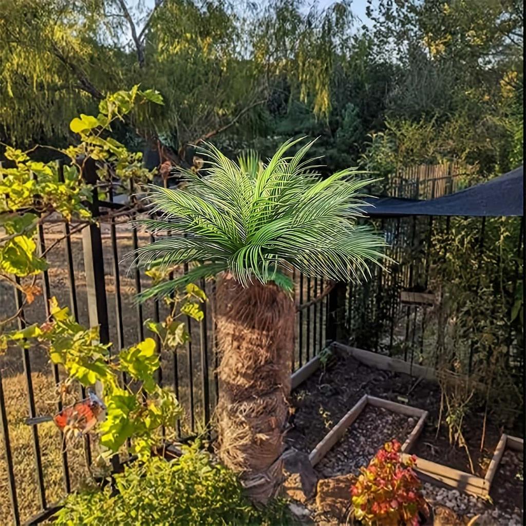 1/4 шт. 9-головых искусственных пальмовых листьев, декор пальмы для дома, сада и офиса, зеленый, для использования в помещении/на открытом воздухе, декор