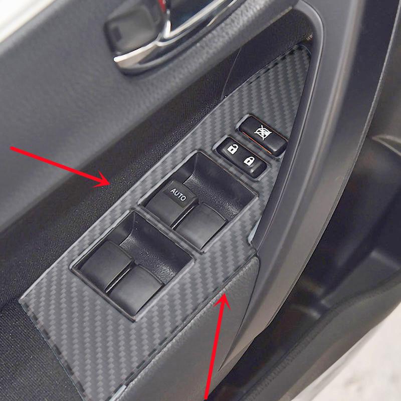 Carbon Fiber Car Interior Door Handle Windows Control Panel Armrest Cover Trim Decal Stickers For Toyota Corolla 2014 Auto